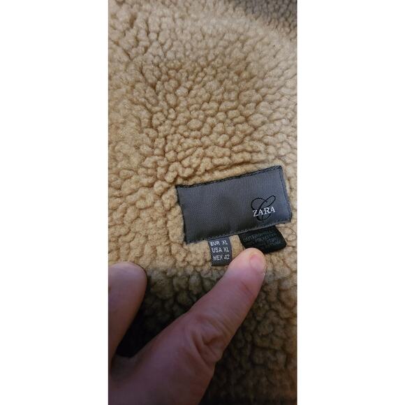 Zara Faux Suede Men’s Jacket Size XL Sherpa Lined Light Brow/Beige. #2046 - Picture 8 of 11